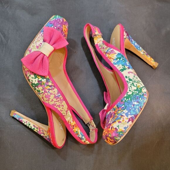 ABC BY ALLEN SCHWARTZ SLINGBACK FLORAL EMBROIDERED HEEL SANDAL - Picture 11 of 13